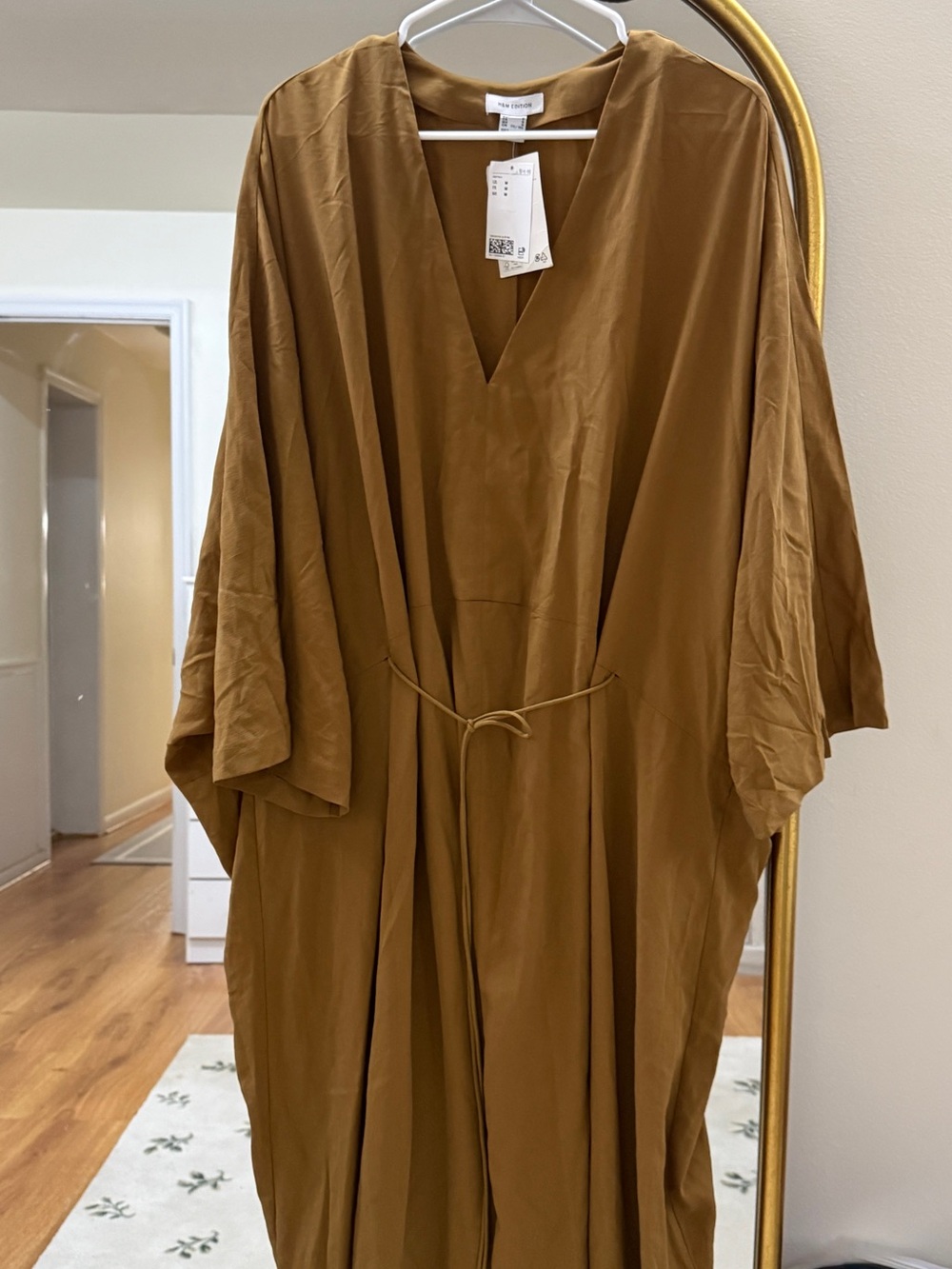 H&M V-Neck Maxi Tie-Detail Crêpe Dress kaftan - Picture 6 of 7